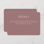 Mauve Typografie Gebogen bruiloft Details Informatiekaartje (Voorkant / Achterkant)