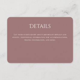 Mauve Typografie Gebogen bruiloft Details Informatiekaartje