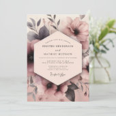 Mauve Umbral Bloom Wedding Kaart (Staand voorkant)