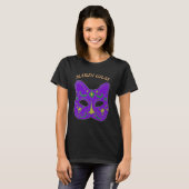 Mauve Venetian Cat Mask Mardi Gras T-Shirt (Voorkant volledig)