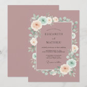 Mauve Verfijnd Lentewedding Kaart (Voorkant / Achterkant)