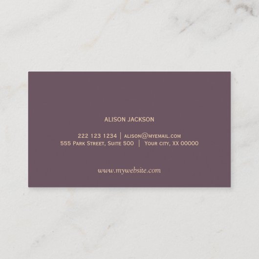 Mauve verfijnde behang persoonlijke stylist visitekaartje (Achterkant)