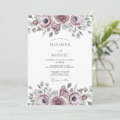 Mauve Verfijnde Romantische Bruiloft Kaart (Staand voorkant)