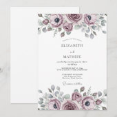Mauve Verfijnde Romantische Bruiloft Kaart (Voorkant / Achterkant)