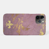Mauve Vergulde Marmer met Fleur de lis Case-Mate iPhone Case (Achterkant (horizontaal))