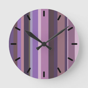 Mauve verticale strepen ronde klok