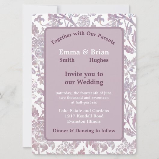 Mauve vintage bloem kaart (Voorkant)