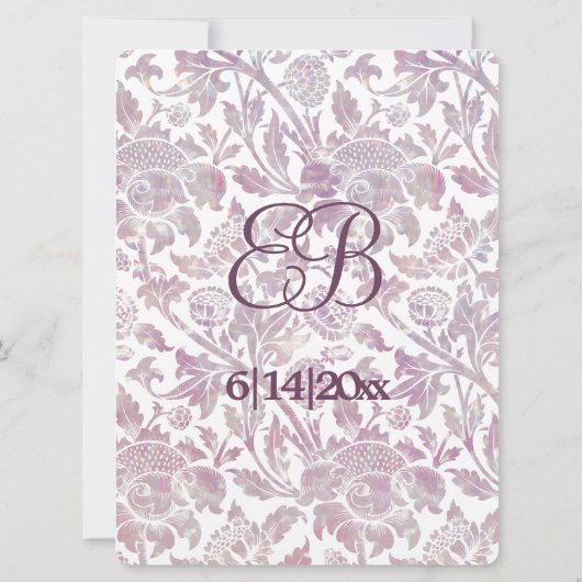 Mauve vintage bloemen  kaart (Achterkant)