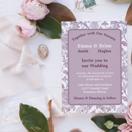 Mauve vintage bloemmotief  kaart