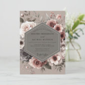 Mauve Vintage Bloom Bruiloft Kaart (Staand voorkant)