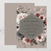 Mauve Vintage Bloom Bruiloft Kaart (Voorkant / Achterkant)