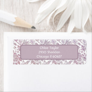 Mauve vintage botanisch patroon   etiket