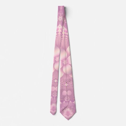 Mauve Violet Lavender Pink Floral Pattern Stropdas (Achterkant)