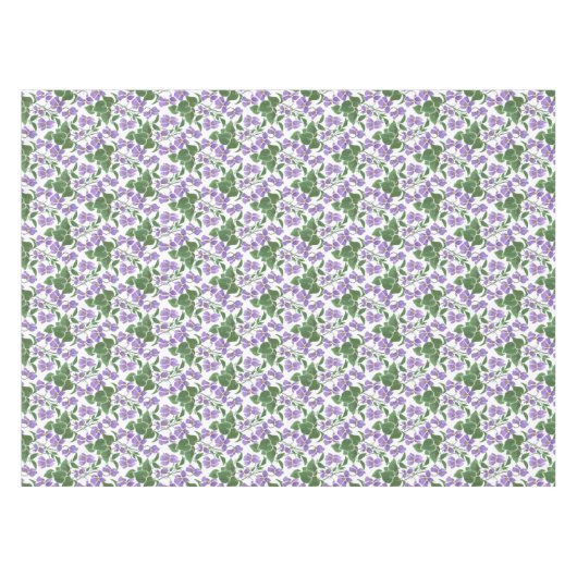 Mauve Violet op White Floral Custom Tablecloth Tafelkleed (Voorkant (Horizontaal))