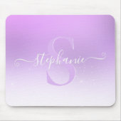 Mauve Violet Shimmer Glitter Monogram Muismat (Voorkant)