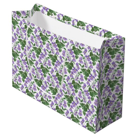 Mauve Violets Bloemen Patroon Grote Gift Bag Large Cadeautasje (Voorkant Gekanteld)