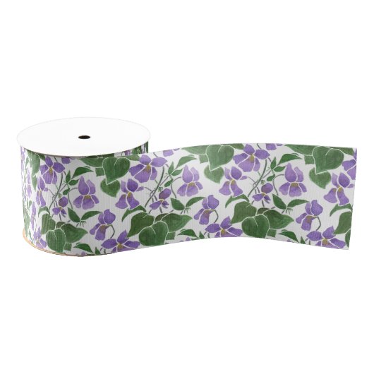 Mauve Violets Floral Custom Grosgrain Ribbon Grosgrain Lint (Spoel)