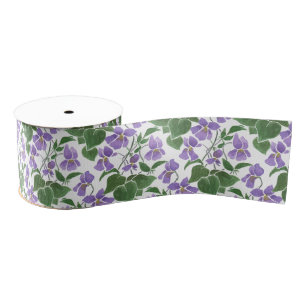 Mauve Violets Floral Custom Grosgrain Ribbon Lint