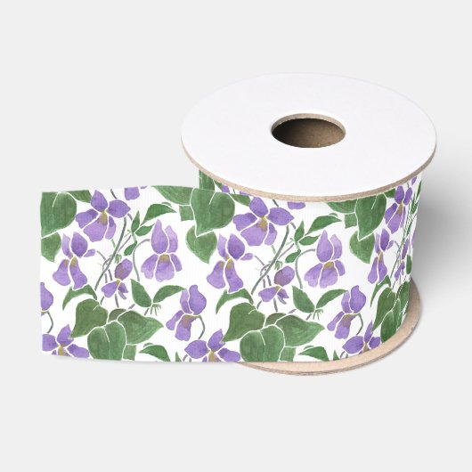 Mauve Violets Floral Custom Grosgrain Ribbon Lint (Spoel)