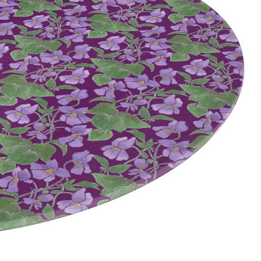 Mauve Violets Floral Pattern Glass Cutting Board Snijplank (Hoek)