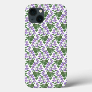 Mauve Violets op Witte Bloemen iPhone 6 Xtreme Hoe 13 Hoesje