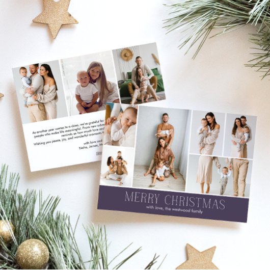 MAUVE Vrolijk Kerstfeest Elegant 9 Collage Foto Feestdagenkaart
