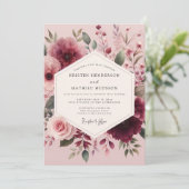 Mauve Waterverf Bloem Bruiloft Kaart (Staand voorkant)