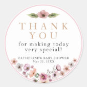 Mauve Waterverf Bloemen Dank u Sticker – Dusty (Voorkant)