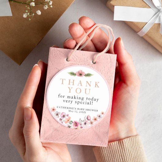 Mauve Waterverf Bloemen Dank u Sticker – Dusty