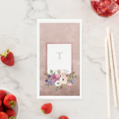  Mauve Waterverf Bloemen Initiaal Servet (Insitu)