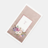  Mauve Waterverf Bloemen Initiaal Servet (Hoek)