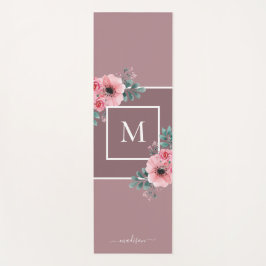 Mauve | Waterverf bloemen Monogram Yoga Mat