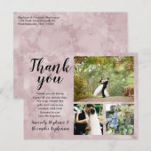 Mauve Waterverf bruiloft dank u aangepaste 3 foto Briefkaart (Voorkant / Achterkant)