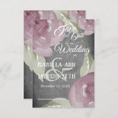 Mauve Waterverf Floral en Chalkboard Save The Date (Voorkant / Achterkant)