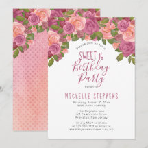 Mauve Waterverf Floral Sweet 16 Birthday Party