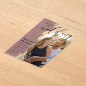 Mauve Waterverf Join Us Arch Fotobruiloft Acryl Uitnodigingen (Laagn)