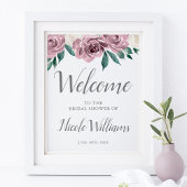 Mauve Waterverf Roos Floral Vrijgezellenfeest Welk Poster