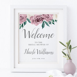 Mauve Waterverf Roos Floral Vrijgezellenfeest Welk Poster