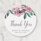 Mauve Waterverf Rozen Bloemenbruiloft Bedankjes Labels (Voorkant)