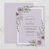 Mauve Waterverf Rozen Bruiloft Kaart (Voorkant / Achterkant)