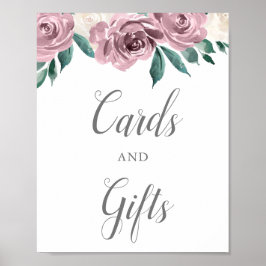 Mauve Waterverf Rozen Floral Kaarten & Gifts Poster