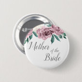Mauve Waterverf Rozen Floral Moeder van de Bride Ronde Button 5,7 Cm (Voorkant /achterkant)