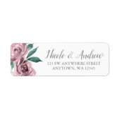 Mauve Waterverf Rozen Floral retour adres Etiket (Voorkant)