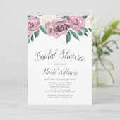 Mauve Waterverf Rozen Floral Vrijgezellenfeest Kaart (Staand voorkant)