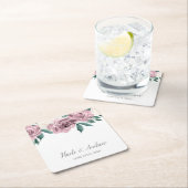 Mauve Waterverf Rozen Floral Wedding Custom Kartonnen Onderzetters (Insitu)