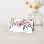 Mauve Waterverf Rozen Floral Wedding Gevouwen Plaatskaartje (Achterkant)