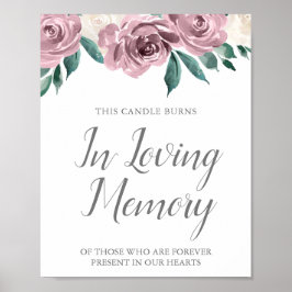 Mauve Waterverf Rozen Floral Wedding Memorial Poster