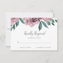 Mauve Waterverf Rozen Floral Wedding RSVP