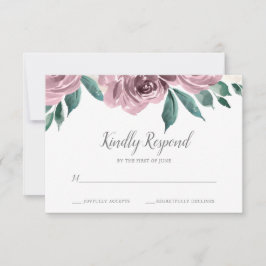 Mauve Waterverf Rozen Floral Wedding RSVP