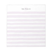 Mauve Waterverf Strepen Leraar Naam Monogram Notitieblok (Voorkant)